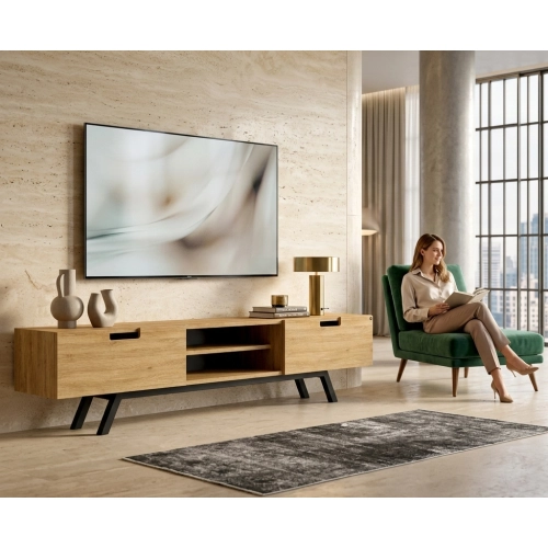 Szafka RTV-28 Drewno Lite Dąb Loft Lakier Rozmiary od 100 cm do 200 cm PREMIUM